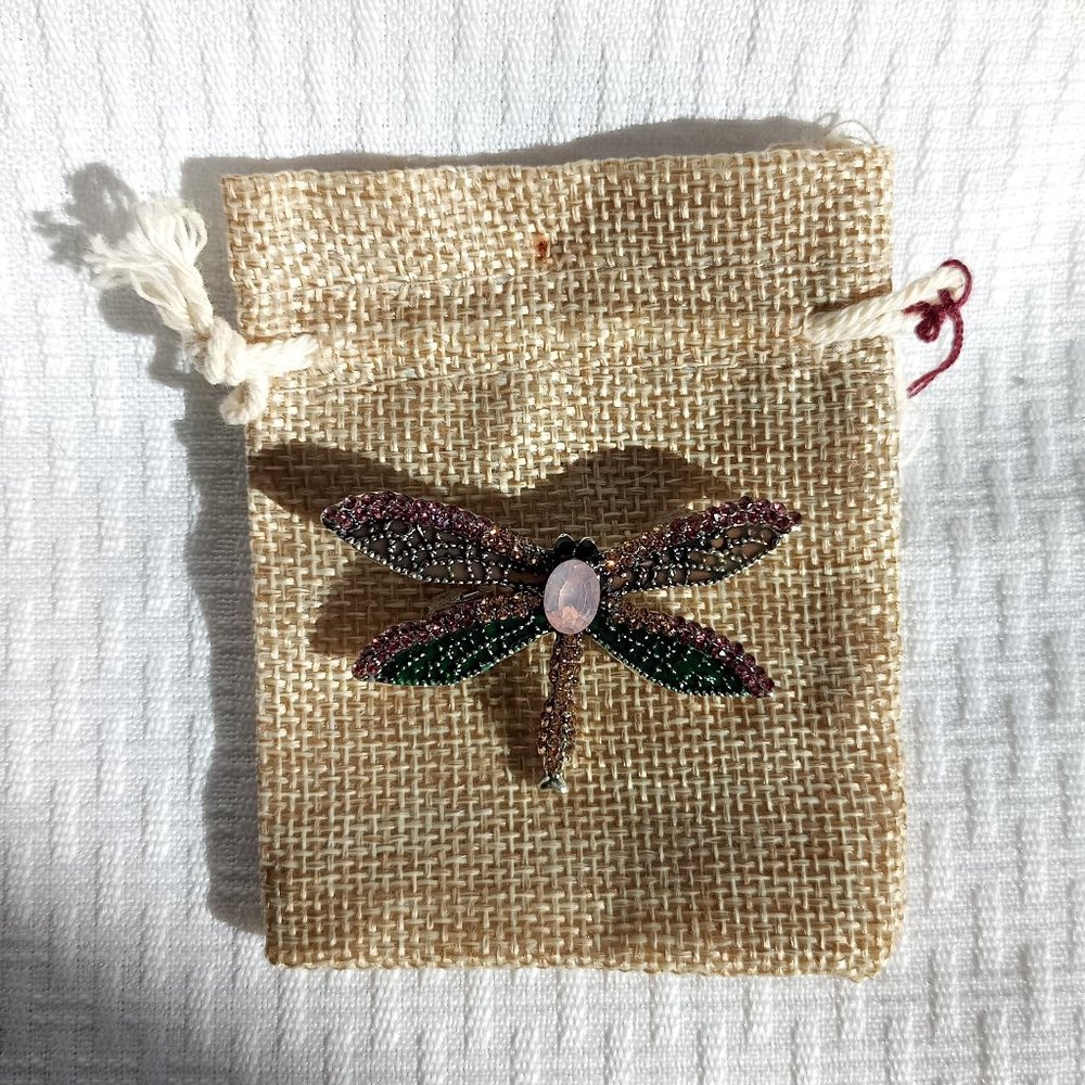 Pink Rhinestone Dragonfly Bug Pin Broach - Picture 2 of 2